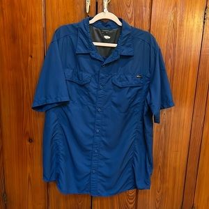 Columbia Omni Shade peacock blue L-XL short sleeve button up